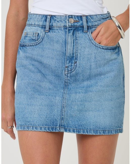 Threadbare Blue Denim Mini Skirt