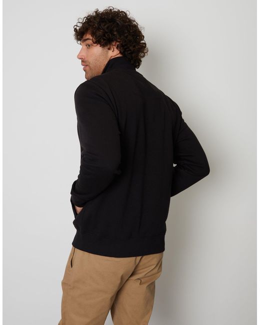 Threadbare Black Quarter Zip Sweatshirt for men