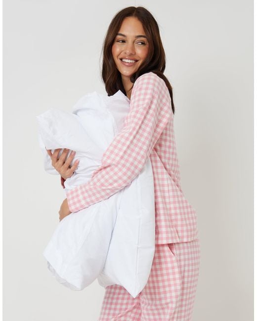 Threadbare Pink Check Button Up Pyjamas (2-Piece Set)