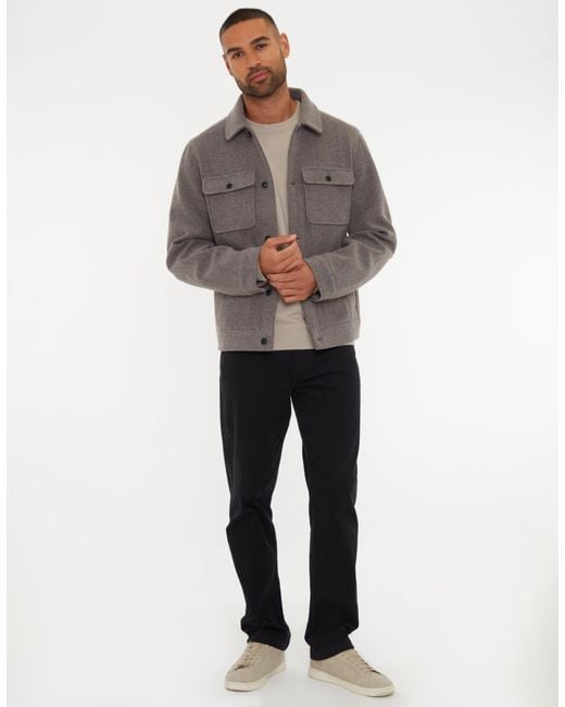 Threadbare Gray Brushed Button Up Shacket for men