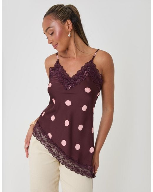 Threadbare Purple Satin Lace Trim Cami