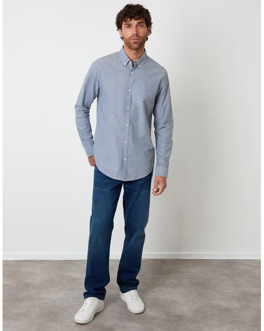 Threadbare Blue Cotton Long Sleeve Shirt for men