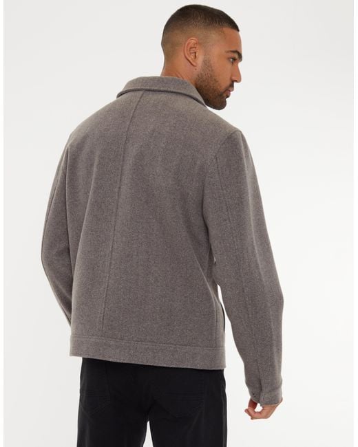 Threadbare Gray Brushed Button Up Shacket for men