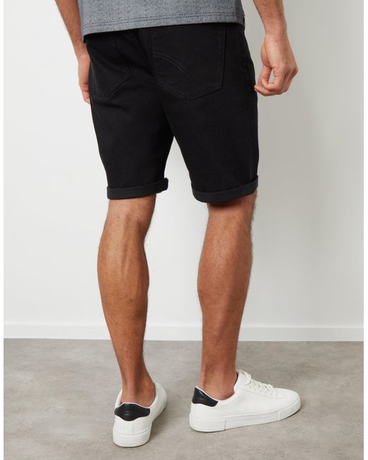 Threadbare Black Denim Shorts for men