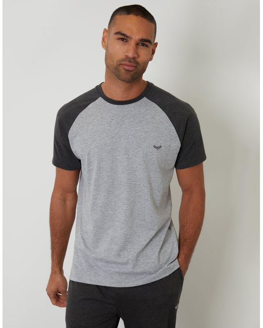Threadbare Gray Raglan Short Sleeve Lounge Set for men