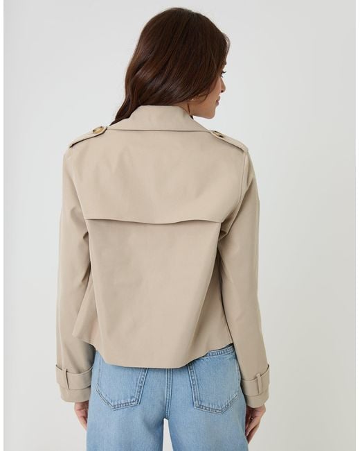 Threadbare Blue Double Breasted Cropped Trench Coat