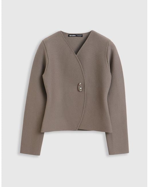 Threadbare Gray Metallic Button V-Neck Cardigan