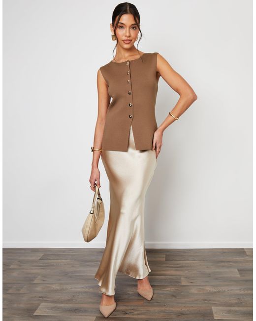 Threadbare Brown Ribbed Knitted Waistcoat