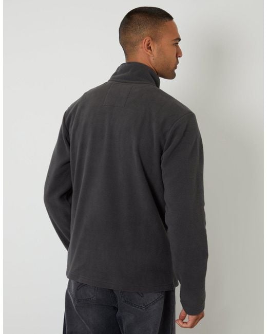 Threadbare Gray Quarter Zip Microfleece Sweatshirt for men