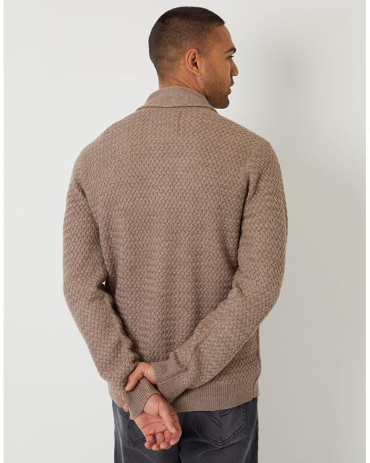 Threadbare Brown Knitted Shawl Cardigan for men