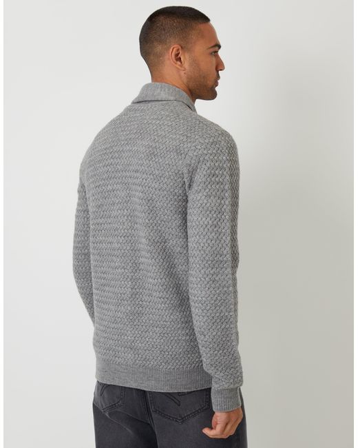 Threadbare Gray Knitted Shawl Cardigan for men