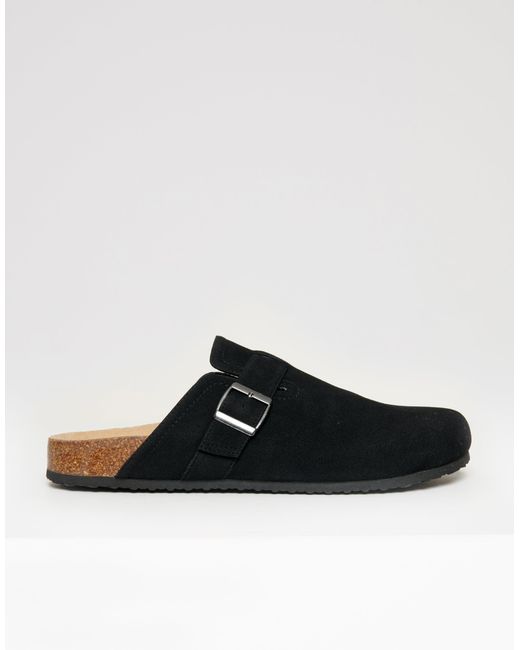 Threadbare Black Faux Suede Mule Sandals for men