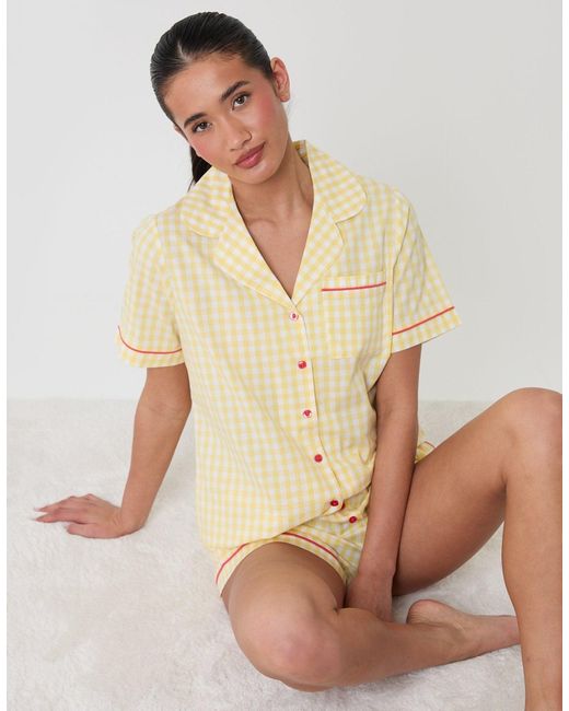 Threadbare Natural Cotton Button Up Short Pyjama Set