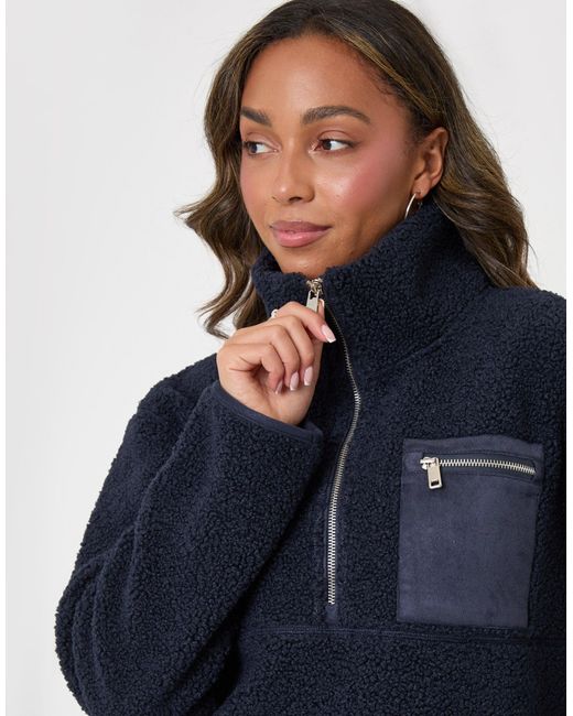 Threadbare Blue Half Zip Borg Fleece