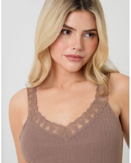 Threadbare Natural Pointelle V-Neck Cami Pyjama Set
