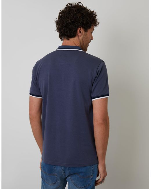 Threadbare Blue Jetted Pocket Cotton Interlock Polo Shirt for men