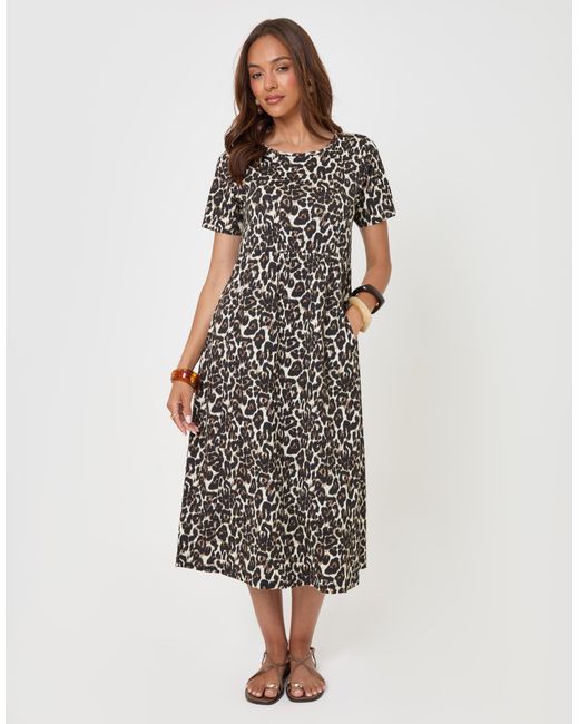 Threadbare White Pure Cotton Midi Smock Dress With Pockets