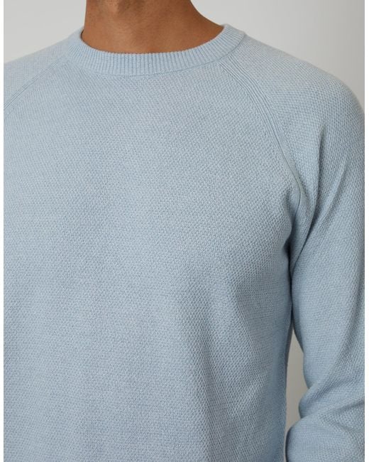 Threadbare Blue Raglan Knitted Crew Neck Jumper for men