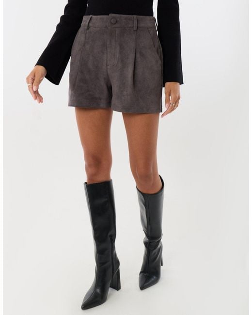 Threadbare Black Faux Suede Tailored Shorts