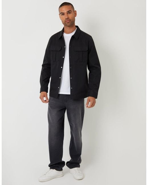 Threadbare Blue Cargo Pocket Shacket for men
