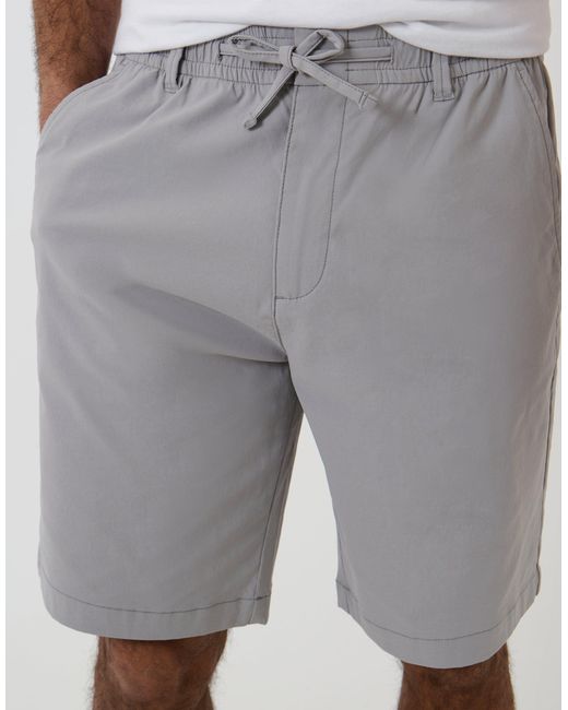 Threadbare Gray Regular Fit Elasticated Waist Stretch Chino Shorts for men