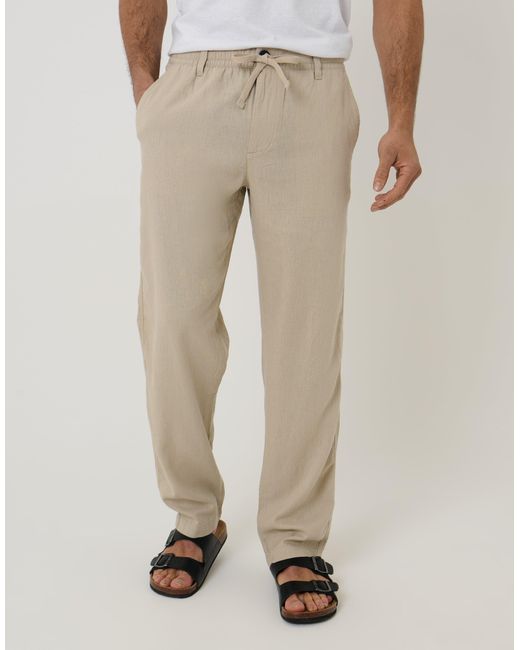 Threadbare Natural Linen Blend Trousers for men