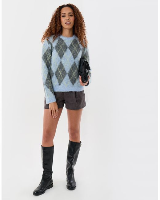 Threadbare Blue Argyle Crew Neck Jumper