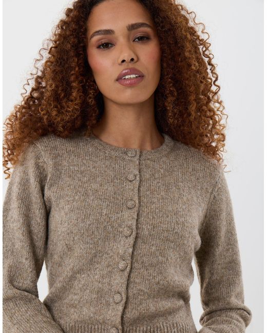 Threadbare Brown Knitted Cardigan With Shoulder Pads