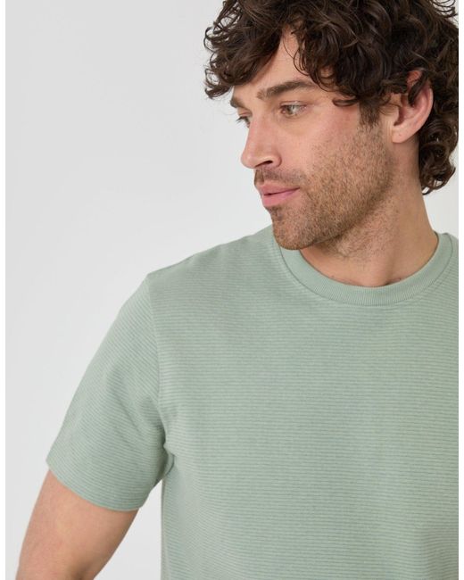 Threadbare Green Textured Crew Neck T-Shirt for men