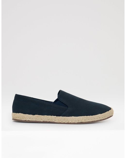Threadbare Blue Faux Suede Slip On Espadrilles for men