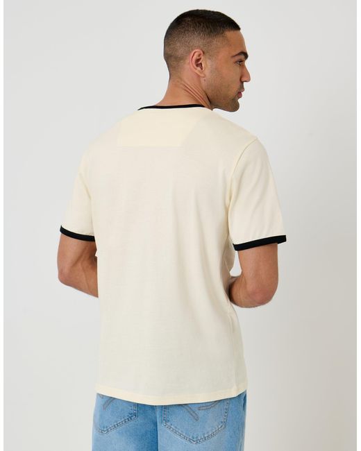 Threadbare White Script Cotton Ringer T-Shirt for men