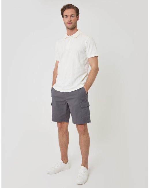 Threadbare White Textured Cotton Polo Shirt for men