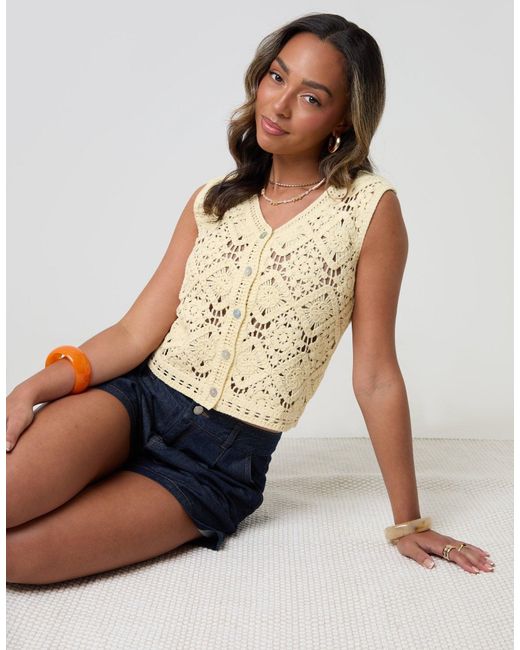 Threadbare Multicolor Pure Cotton Crochet Style Vest