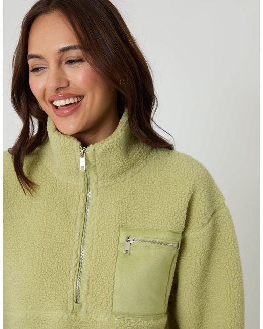 Threadbare Green Half Zip Borg Fleece