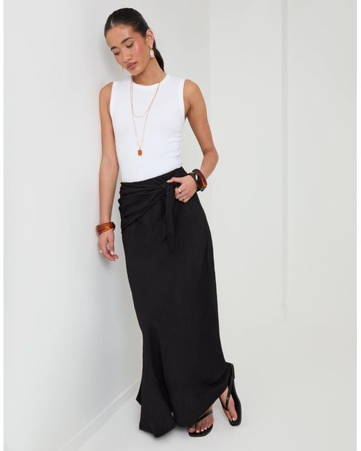 Threadbare White Tie Sash Midi Skirt