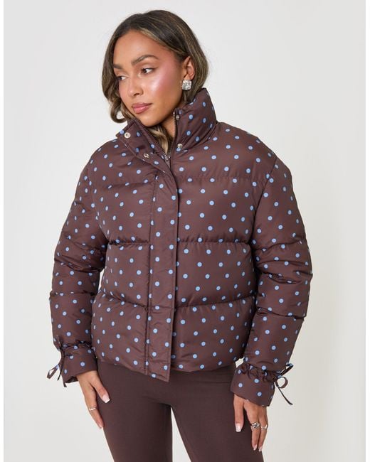 Threadbare Purple Funnel Neck Puffer Coat