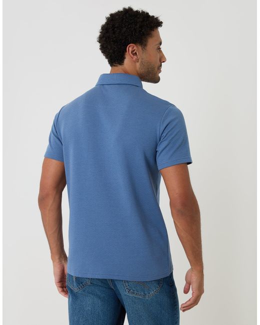Threadbare Blue Textured Hidden Placket Polo Shirt for men