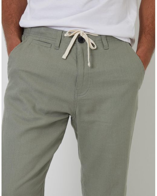 Threadbare Gray Linen Blend Trousers for men