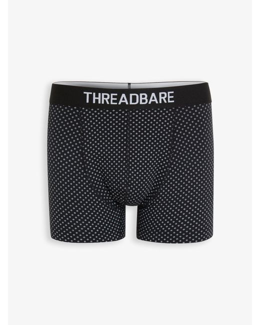 Threadbare Black 3 Pack Printed Hipster Fit Boxer Shorts for men