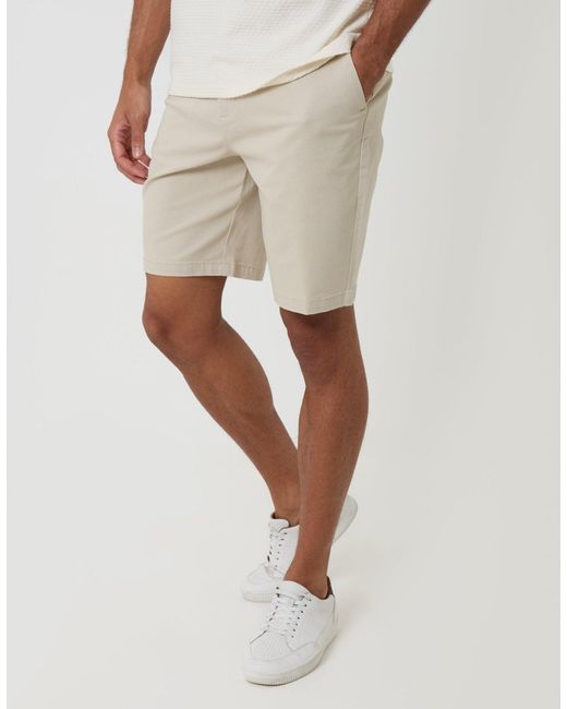 Threadbare White Regular Fit Stretch Chino Shorts for men