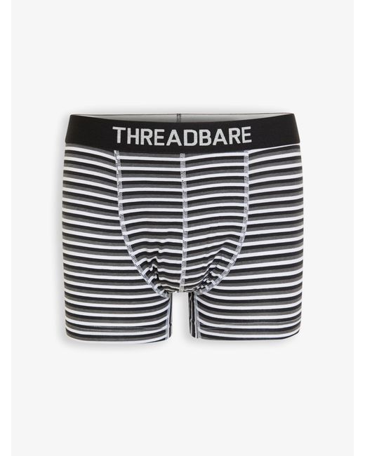 Threadbare Black 3 Pack Printed Hipster Fit Boxer Shorts for men