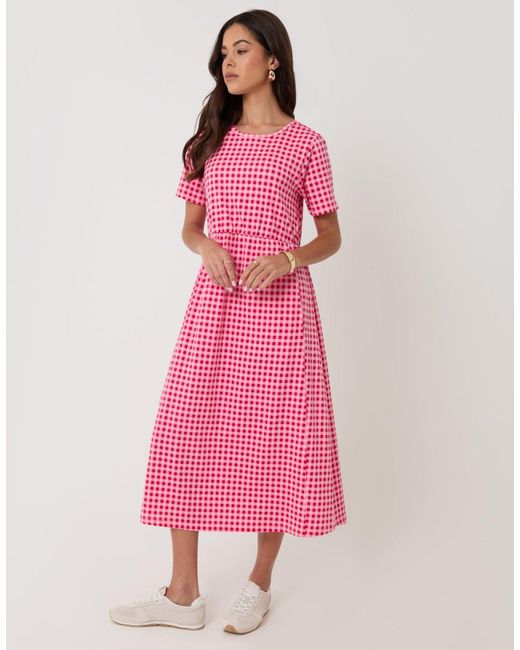 Threadbare Pink Pure Cotton Midi Smock Dress With Pockets