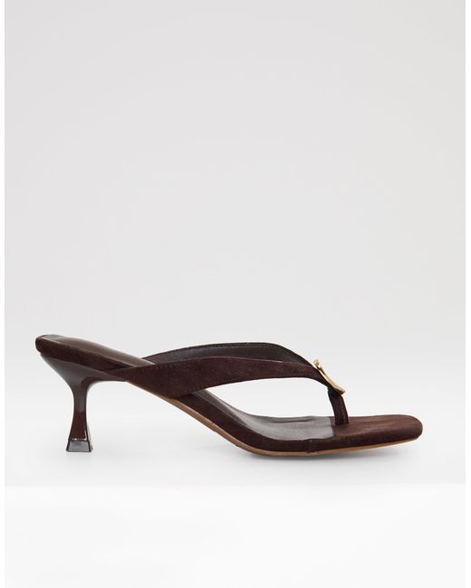 Threadbare Brown Toe Post Kitten Heels
