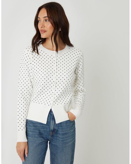 Threadbare White Compact Knitted Cardigan