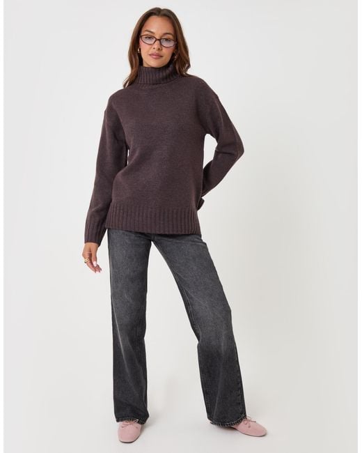 Threadbare Purple The Oversized Roll Neck Jumper