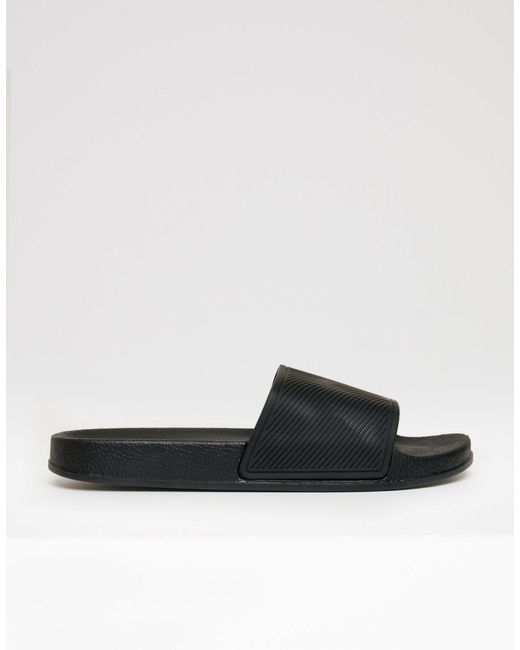 Threadbare Black Sliders for men