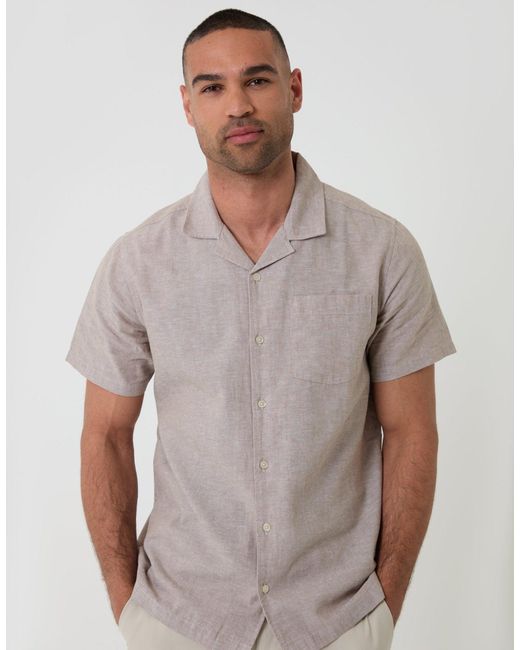 Threadbare Gray Linen Cotton Blend Short Sleeve Shirt for men