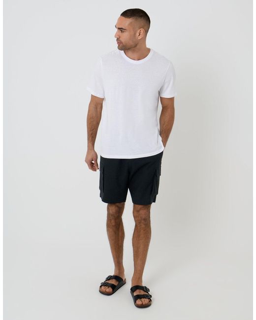 Threadbare Black Linen Blend Cargo Shorts for men