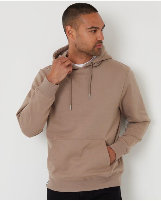 Threadbare Brown The Essential Cotton Rich Overhead Hoodie for men