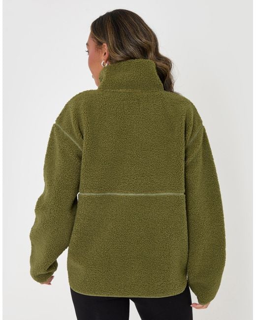 Threadbare Green The Ultimate Half Zip Borg Fleece